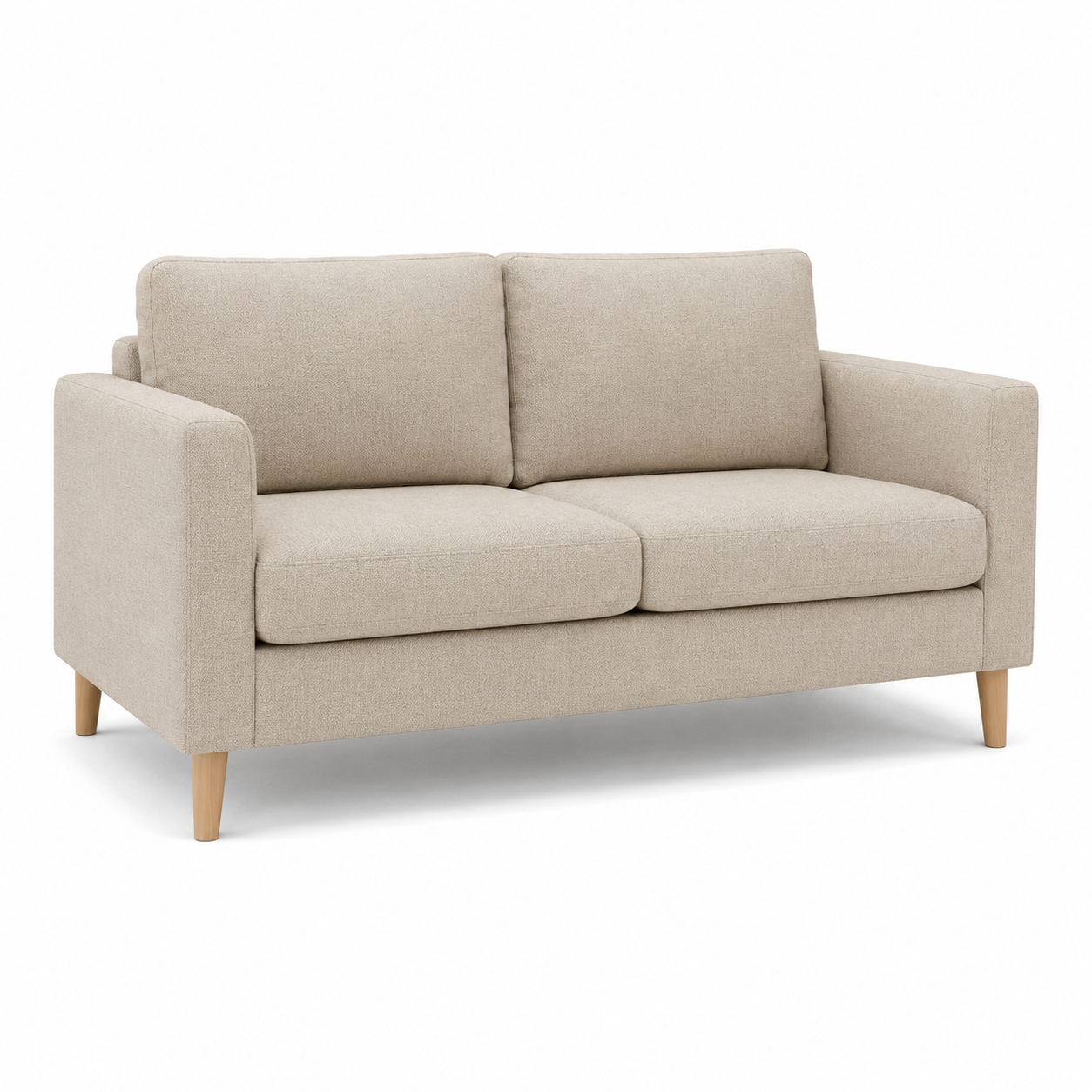Canapé droit 2 places scandinave beige sable 168x86x82 cm