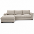Canapé angle gauche tissu chiné beige grège 246x164x84 cm