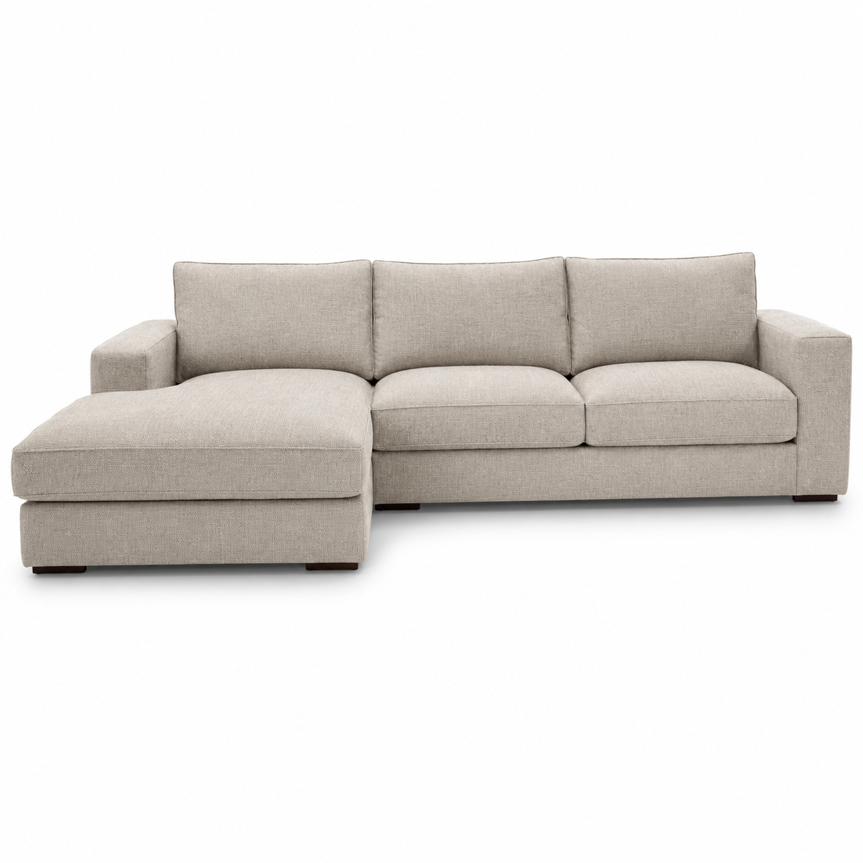 Canapé angle gauche tissu chiné beige grège 246x164x84 cm