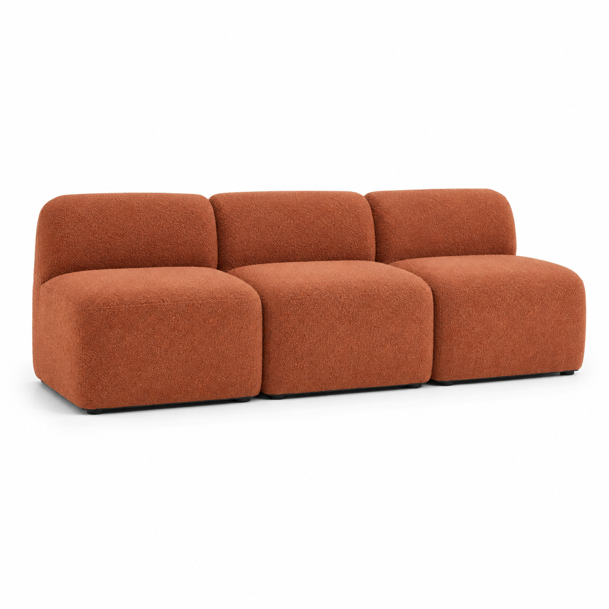 Canapé modulable 3 places bouclé terracotta 220x94x75 cm