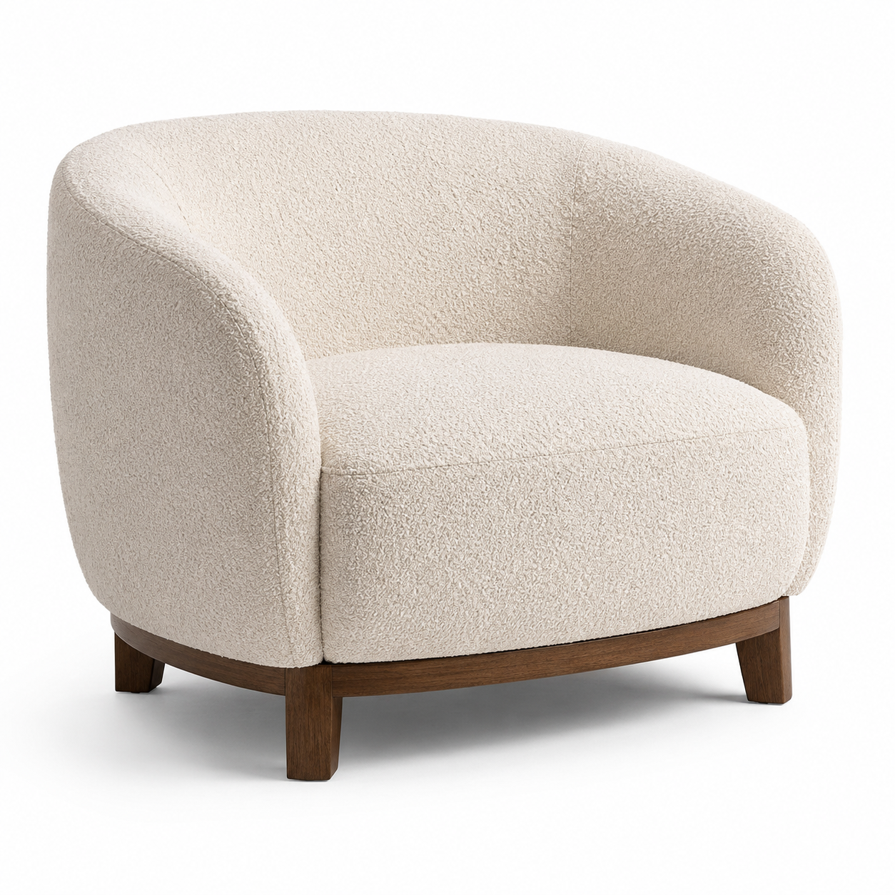 Fauteuil enveloppant bouclé écru 78x80x75 cm