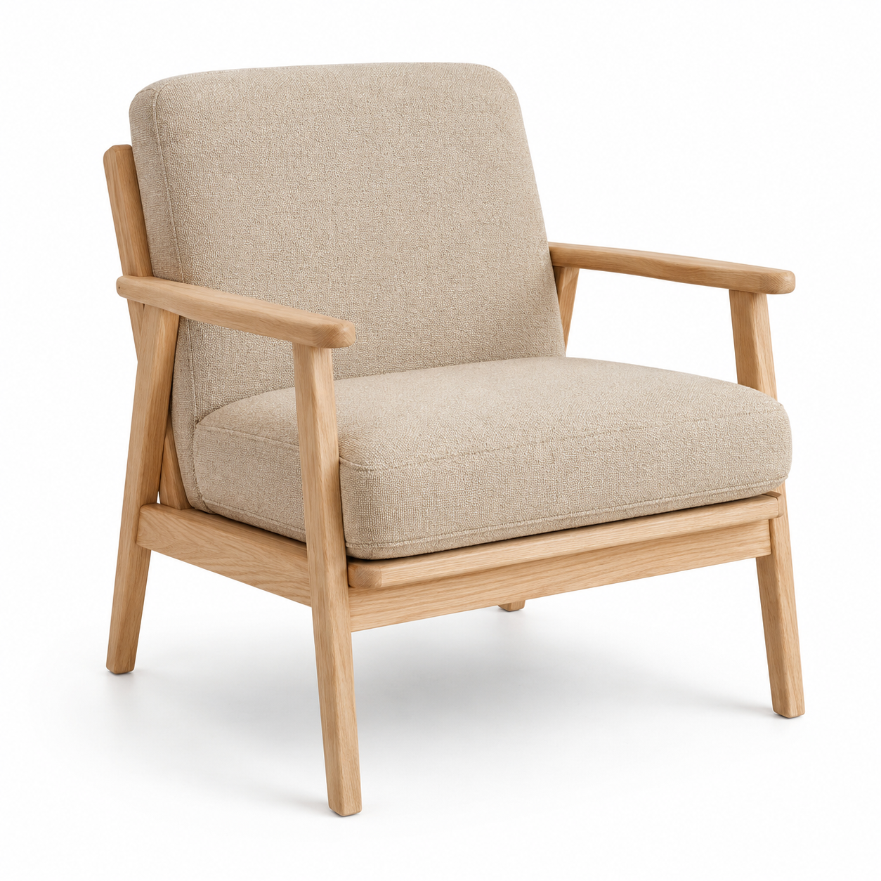 Fauteuil scandinave beige bois clair 72x82x84 cm
