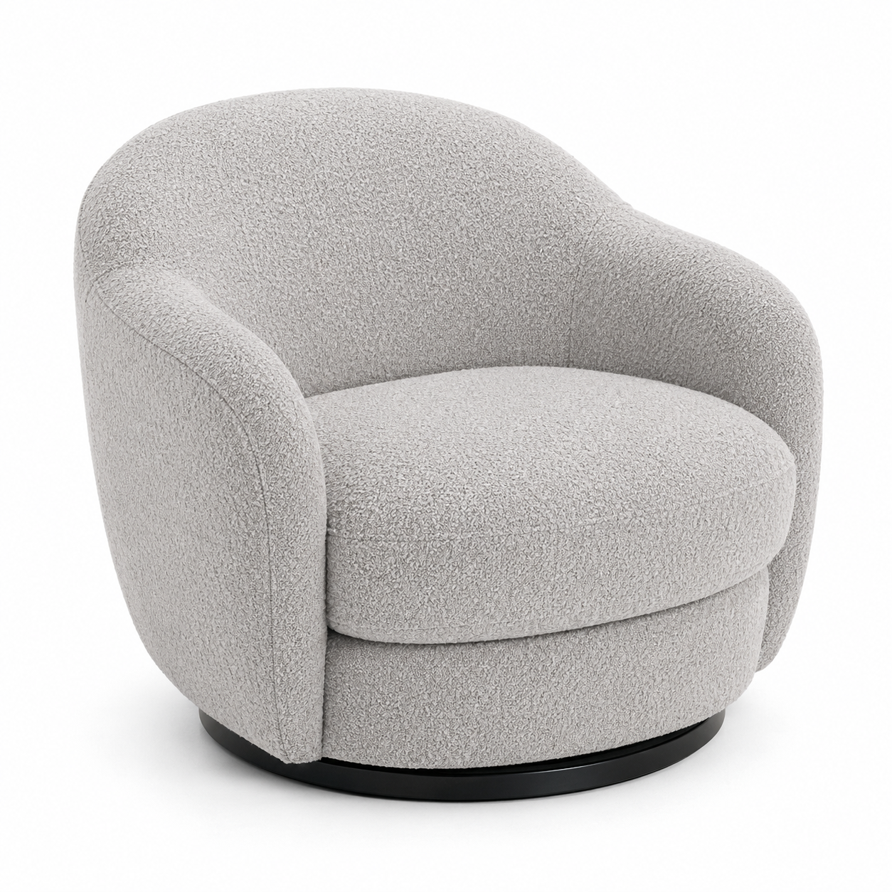 Fauteuil pivotant bouclé gris clair 76x78x79 cm