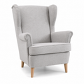 Fauteuil bergère lin gris clair 80x88x100 cm
