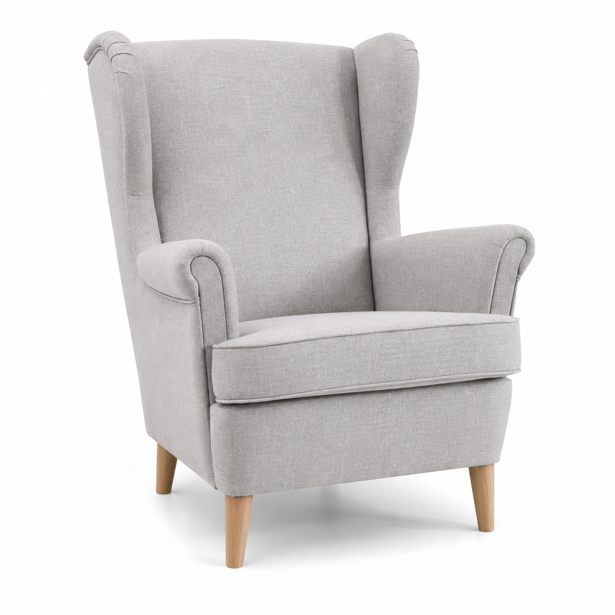Fauteuil bergère lin gris clair 80x88x100 cm