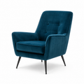 Fauteuil rétro velours bleu pétrole 75x84x86 cm