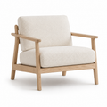 Fauteuil bas Japandi tissu écru 78x82x73 cm