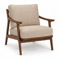 Fauteuil accoudoirs noyer tissu beige 73x80x81 cm