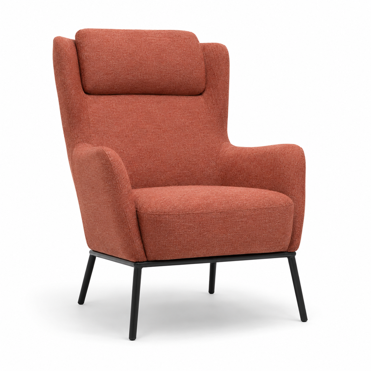 Fauteuil lecture dossier haut terracotta 79x86x98 cm