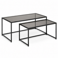 Tables basses gigognes métal noir verre fumé 80x50x42 cm