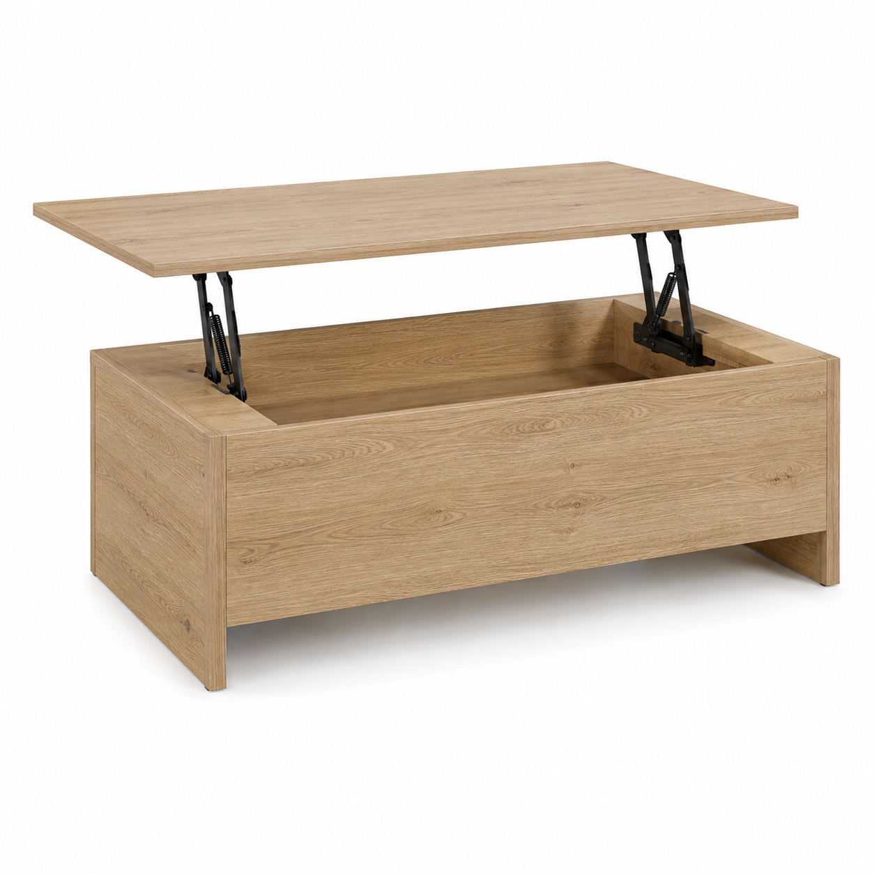 Table basse relevable chêne clair avec rangement 105x55x45 cm