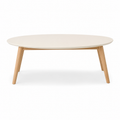 Table basse ovale scandinave blanc cassé 110x60x41 cm