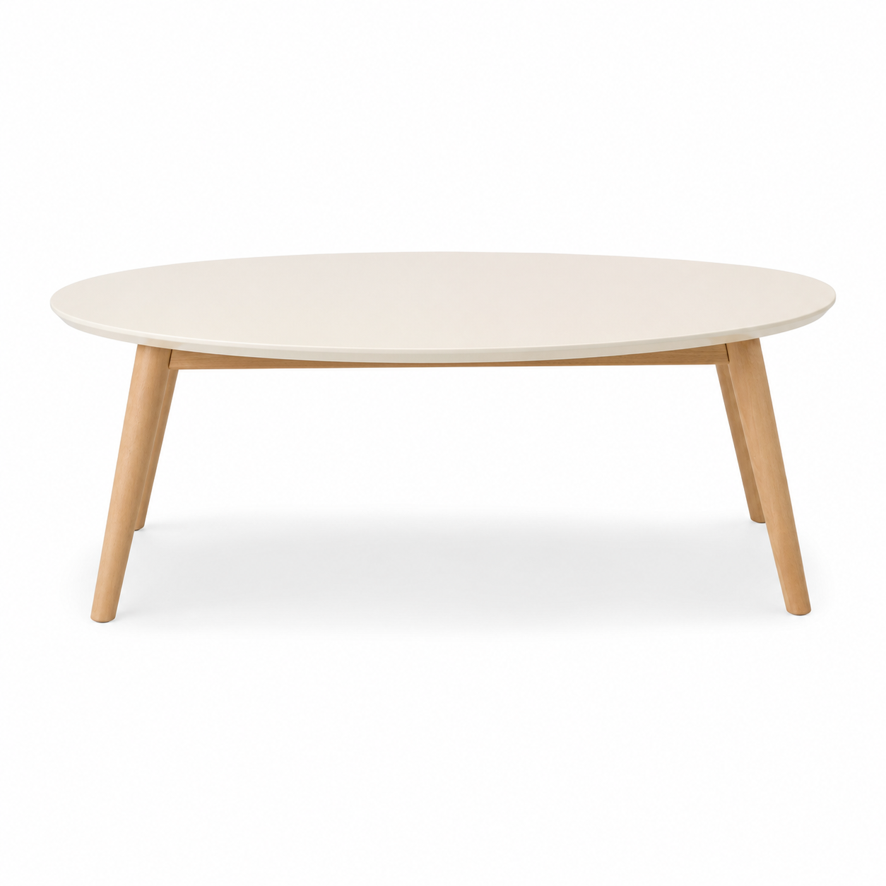 Table basse ovale scandinave blanc cassé 110x60x41 cm