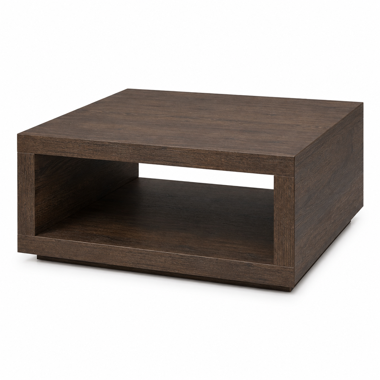 Table basse carrée avec niche chêne fumé 80x80x38 cm