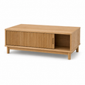 Table basse nervurée chêne naturel 90x55x38 cm