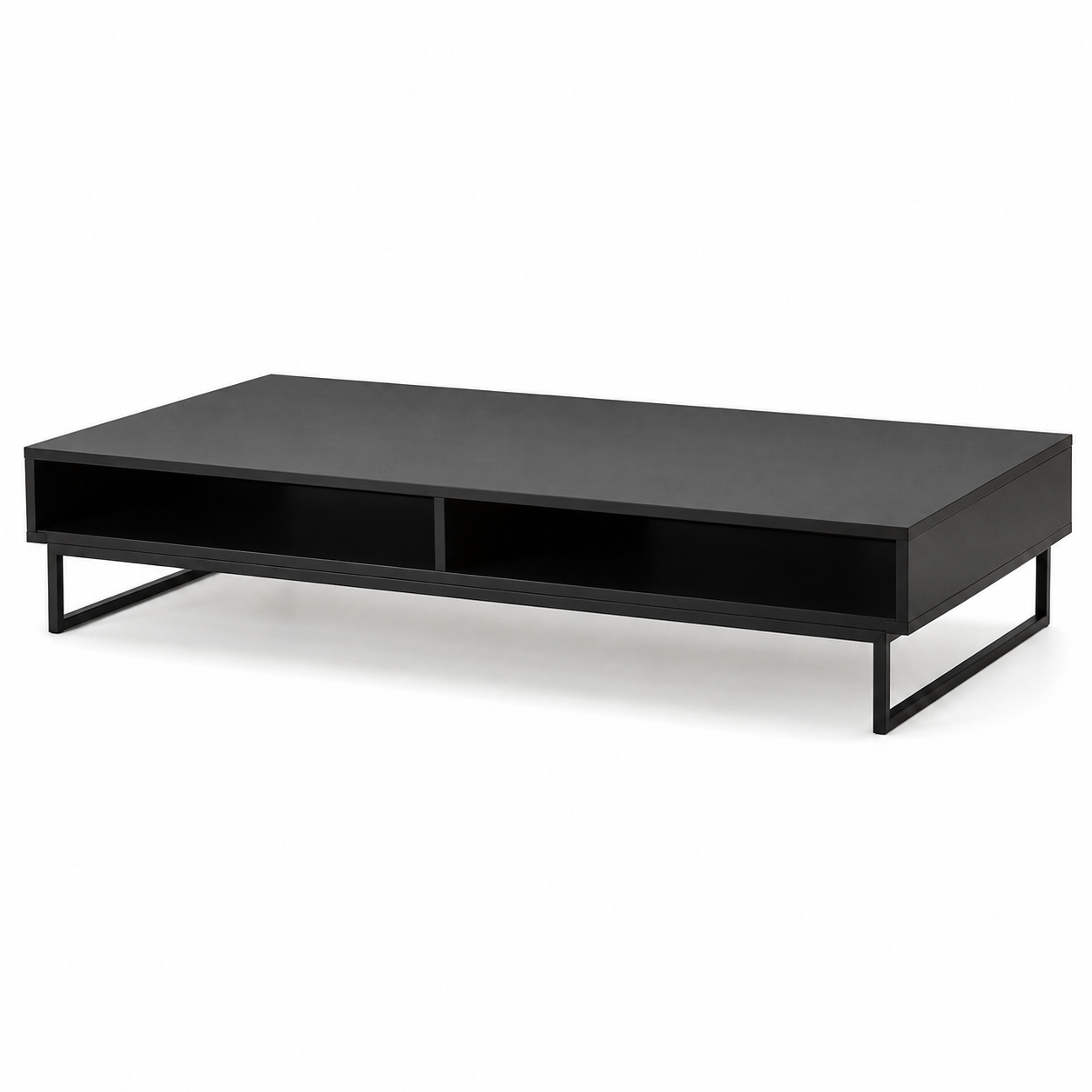 Table basse contemporaine noire plateau fin 120x60x35 cm