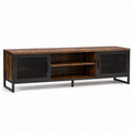 Meuble TV industriel noir et bois 180x42x48 cm