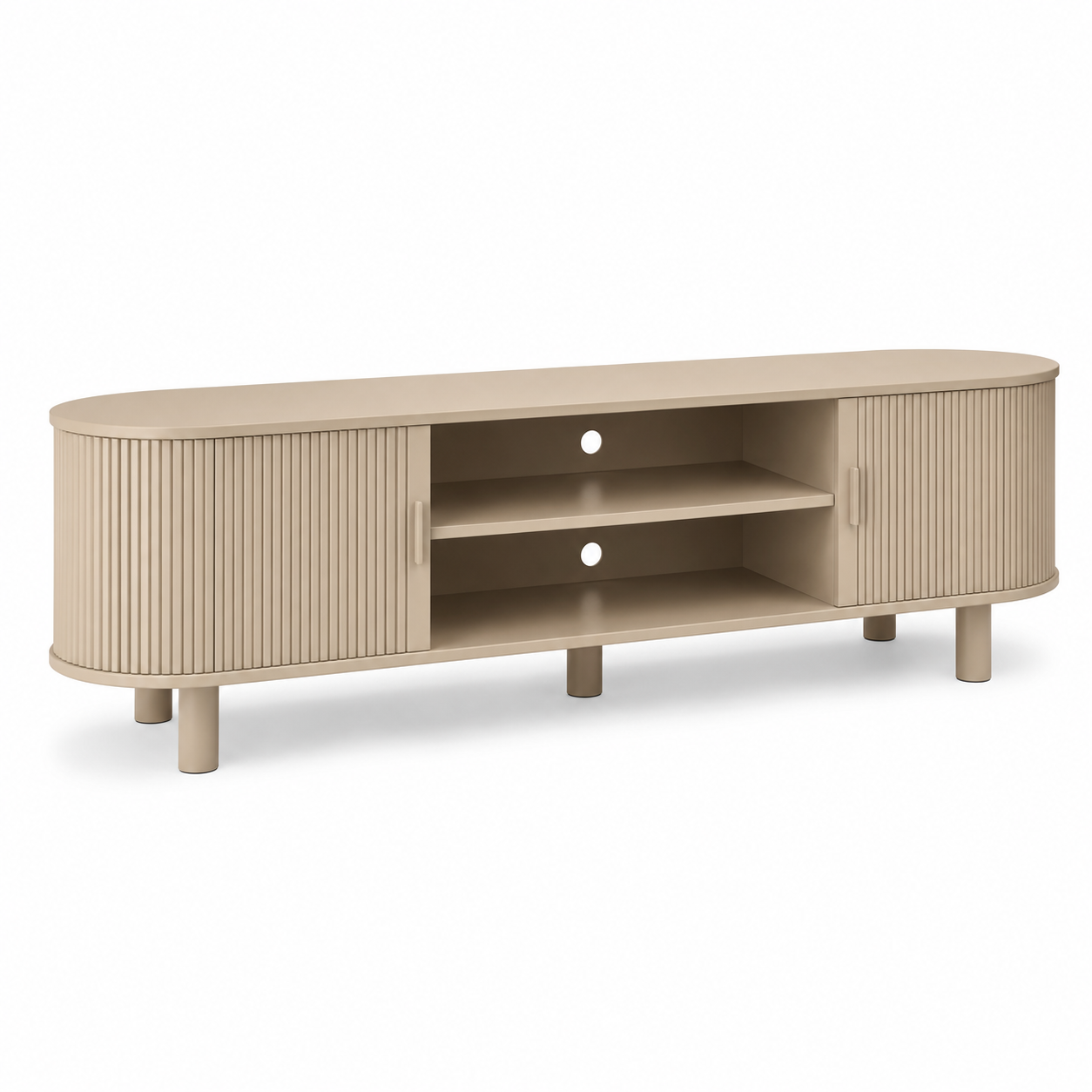Meuble TV arrondi beige sable 150x40x50 cm
