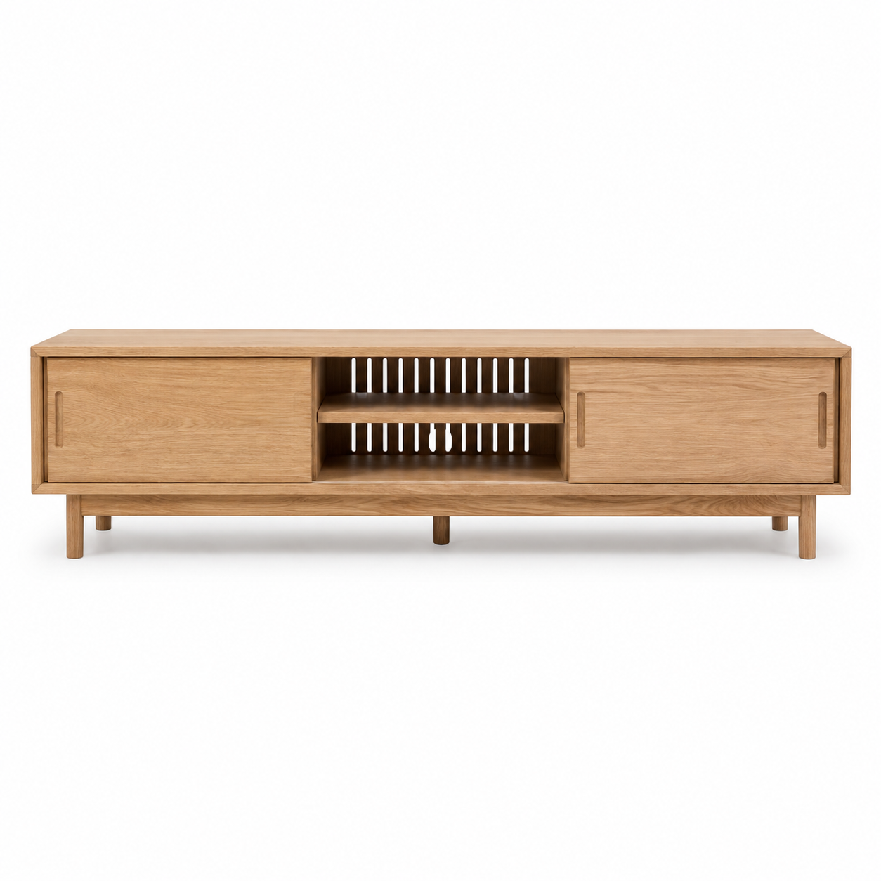 Meuble TV portes coulissantes chêne naturel 180x40x50 cm