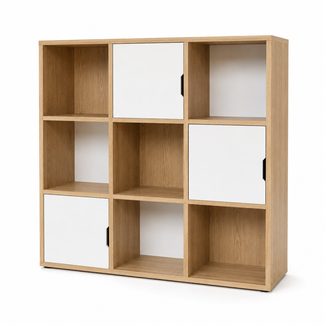 Bibliothèque cubes chêne et blanc 100x30x100 cm