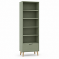 Bibliothèque étroite vert sauge 60x32x180 cm