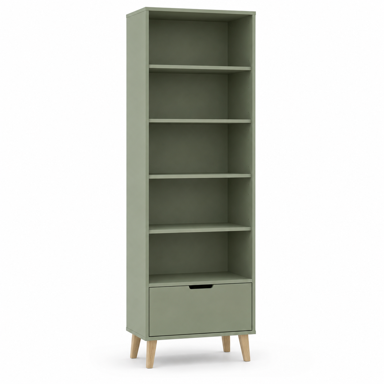 Bibliothèque étroite vert sauge 60x32x180 cm