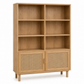 Bibliothèque large cannage chêne 140x38x185 cm