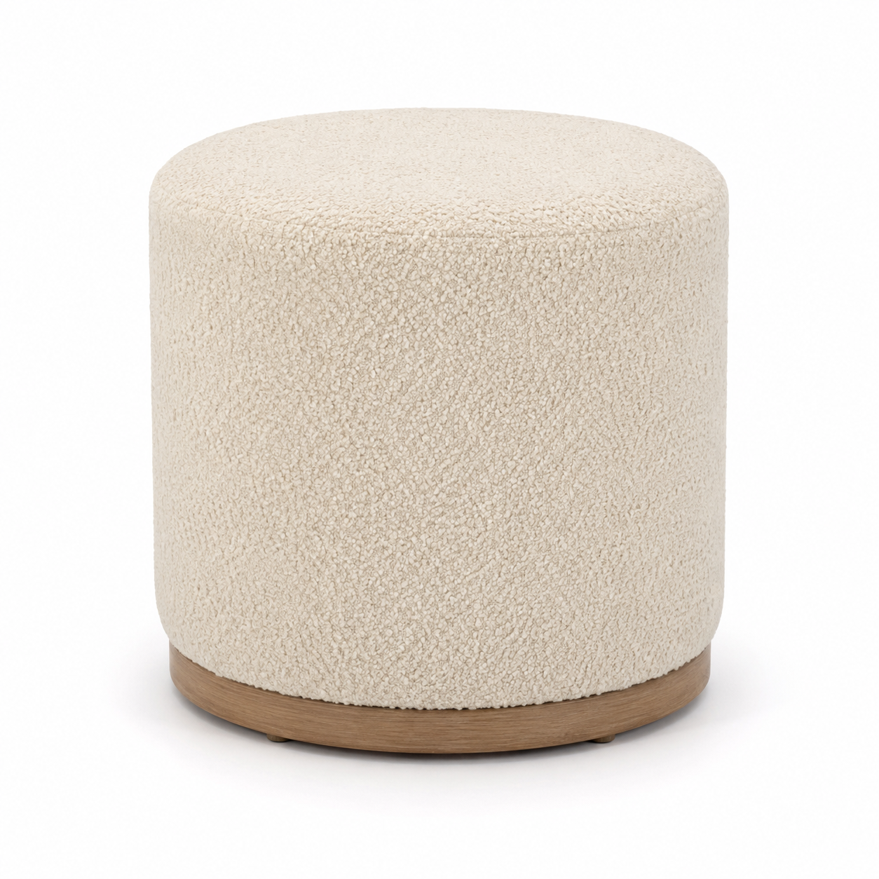 Pouf rond bouclé écru 45x45x42 cm