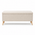 Banc pouf beige avec rangement 100x40x45 cm