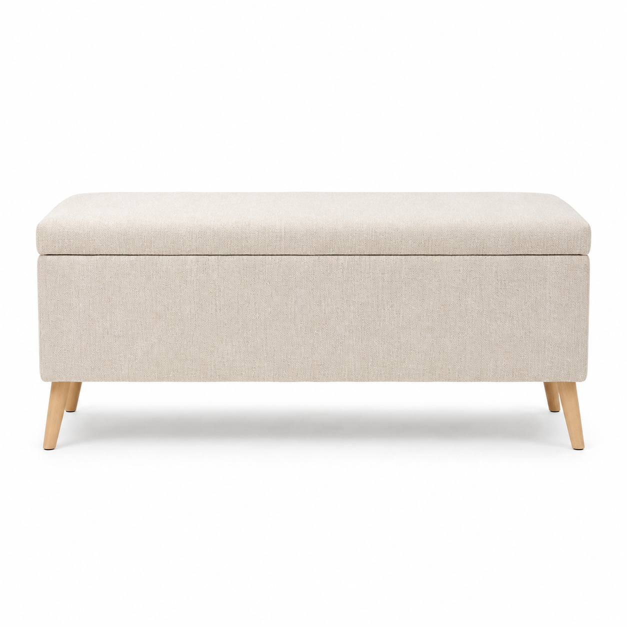 Banc pouf beige avec rangement 100x40x45 cm