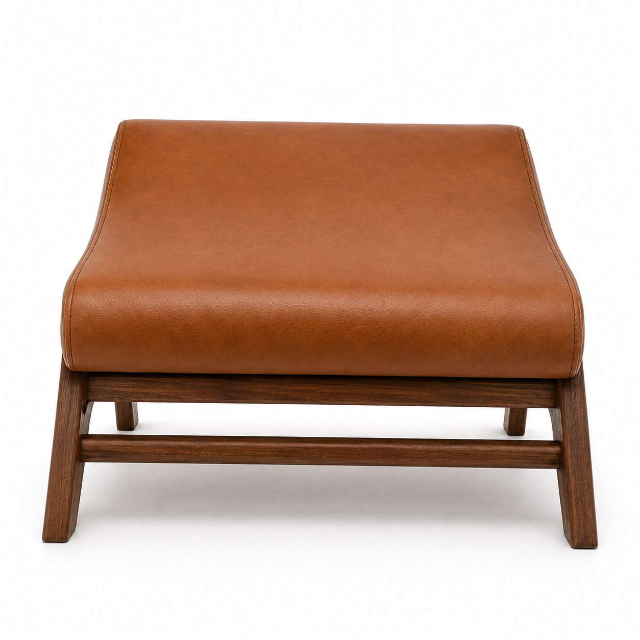 Repose-pieds cognac piètement noyer 60x45x40 cm