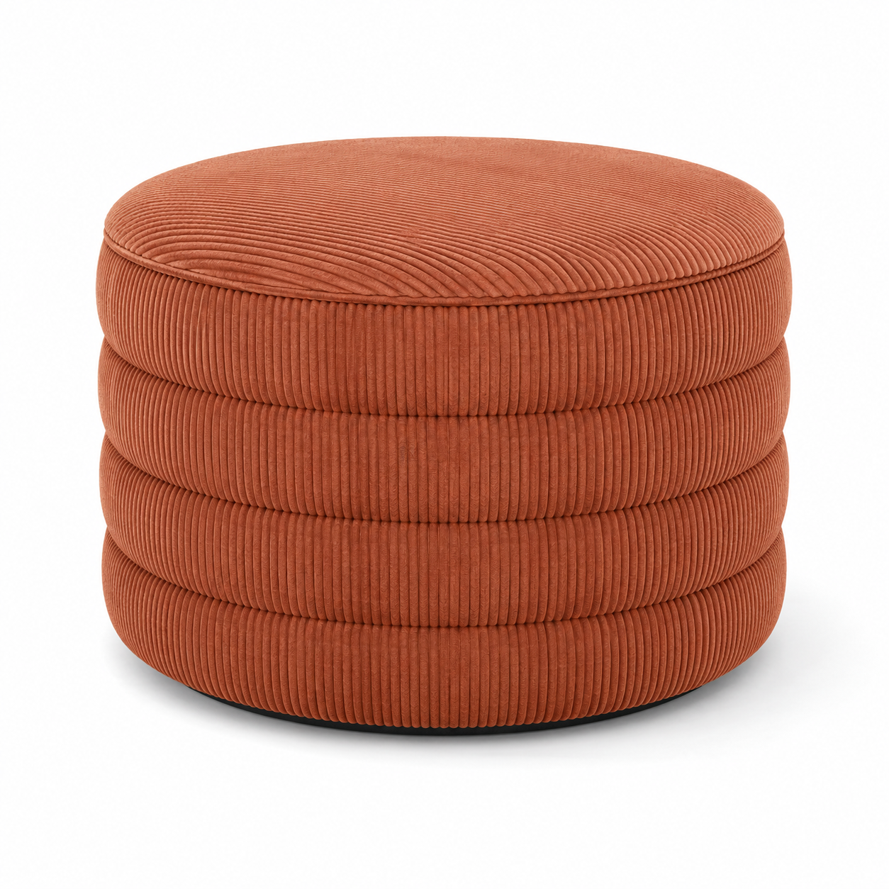 Pouf rond côtelé terracotta 50x50x38 cm