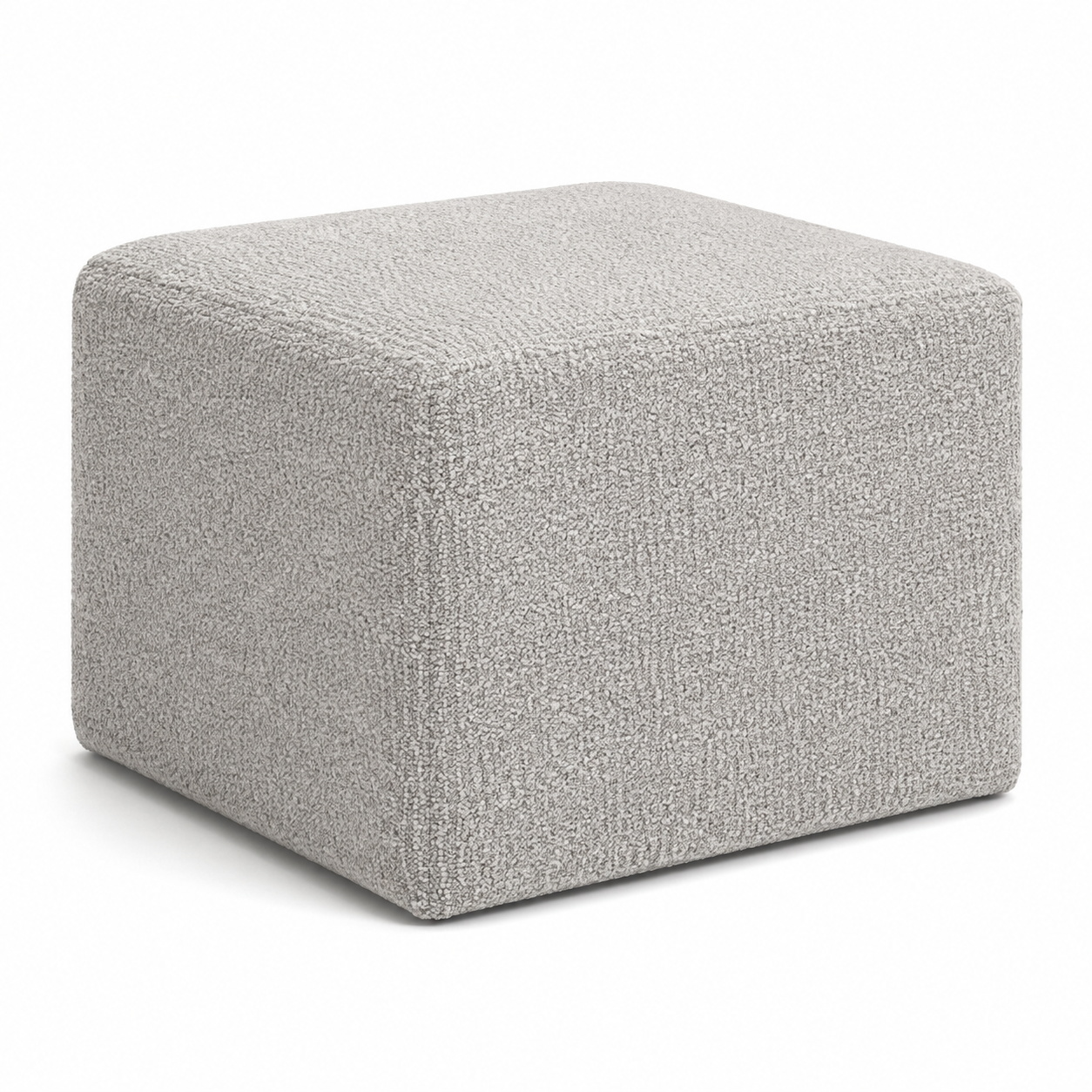 Pouf carré bouclé gris clair 55x55x40 cm