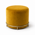 Pouf rond velours jaune moutarde 50x50x40 cm