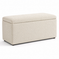 Pouf coffre bouclé crème 80x40x42 cm